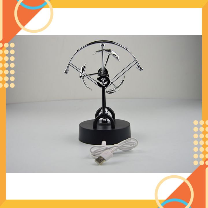 Con lắc Newton dao động vĩnh viễn. Con lắc phiên bản Cá Heo hình quạt. Đồ chơi trang trí để bàn làm việc giúp XẢ STRESS.