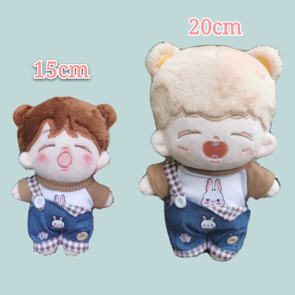 Set áo thun + yếm thỏ cho doll 15/20cm