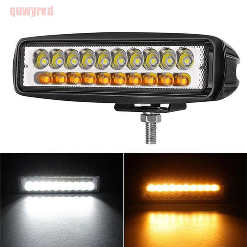 quwyred 1x 6" 60W Car Top LED Offroad Work Light Bar Dual Color White & Amber Waterproof GWT