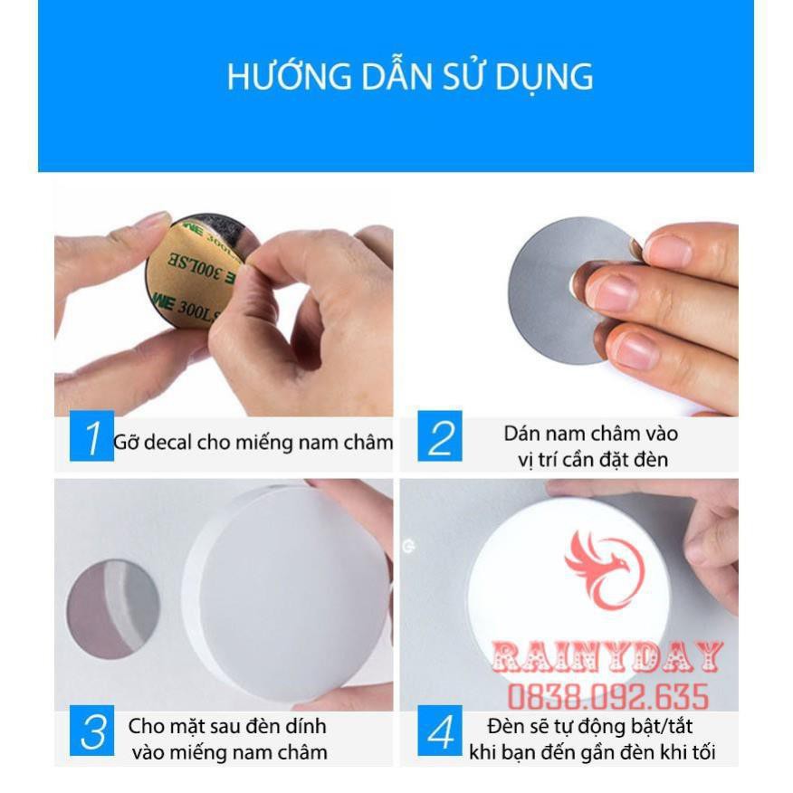 Đèn led cảm ứng biến chuyển động gắn dán tường tủ quần áo cầu thang thông minh tự động phát sáng