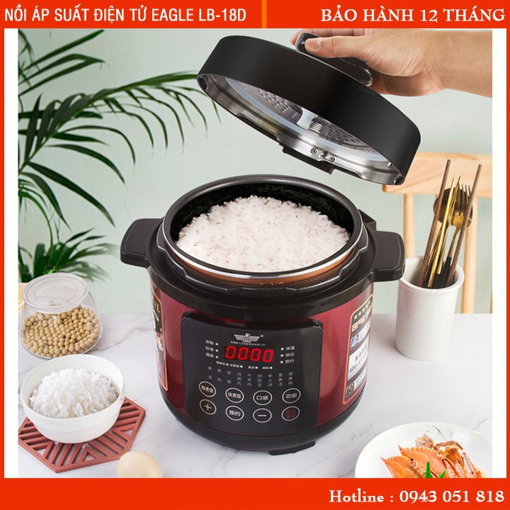 Nồi Áp Suất Điện Tử Đa Năng Eagle LB-18D, Dung Tích 4L, Bảo Hành 12 Tháng