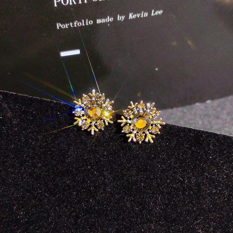 Bông tai bạc JIUDUOLAN đính đá zircon hình bông tuyết thanh lịch tinh tế không gây dị ứng cho nữ