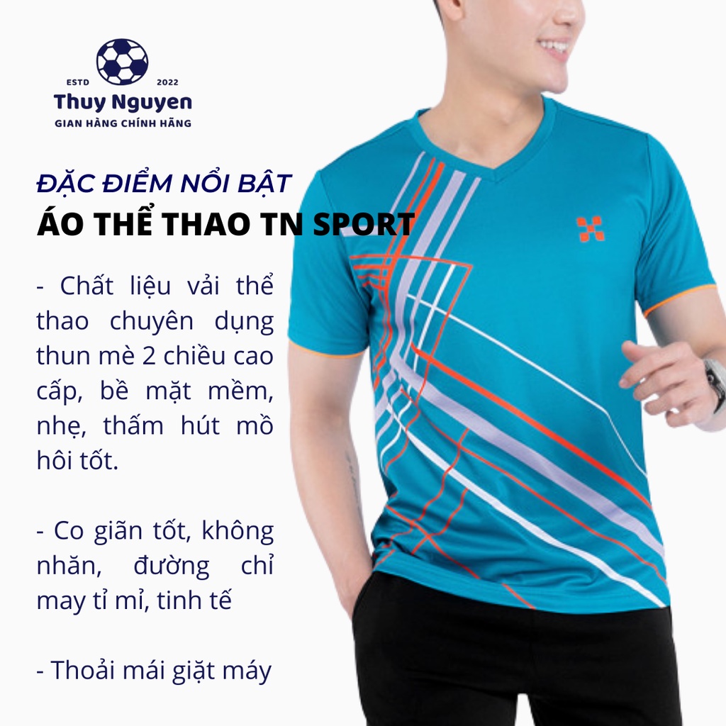 Áo thể thao cổ tim nam chính hãng chất liệu vải chuyên dụng nhẹ xốp thoáng co giãn tốt TN012