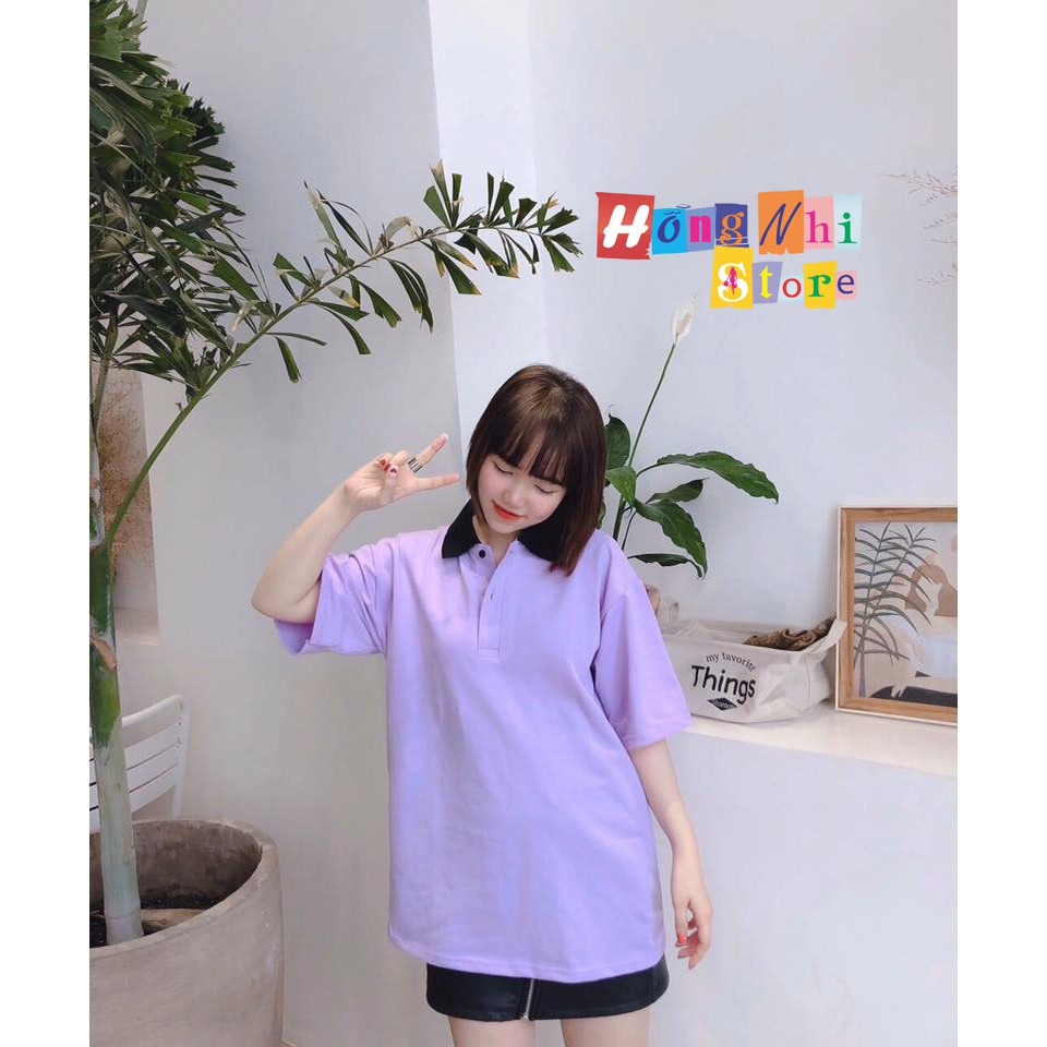 ÁO THUN POLO PHỐI CỔ TAY LỠ MÀU TÍM - ÁO POLO MIX UNISEX PURPLE - MM