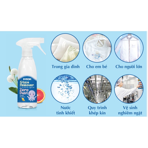 Xịt tẩy vết bẩn quần áo sơ sinh Kmom Hàn Quốc