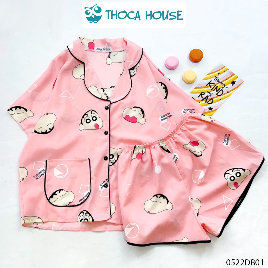 Đồ bộ mặc nhà cánh dơi pyjama 2 túi kiểu viền THOCA HOUSE nhiều màu xinh xắn, mặc thoải mái