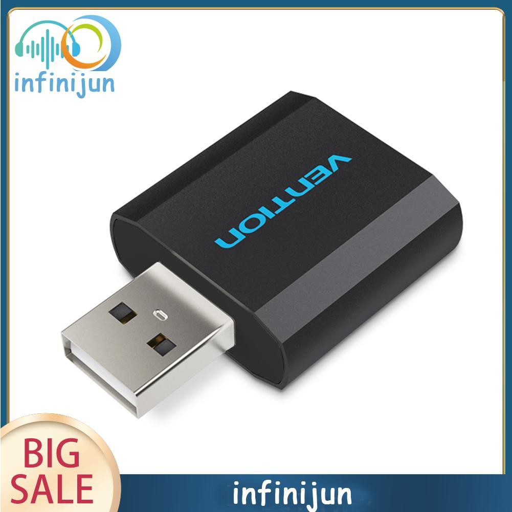 Card âm thanh rời Vention màu đen chuyển đổi từ cổng USB sang giắc 3.5MM | BigBuy360 - bigbuy360.vn