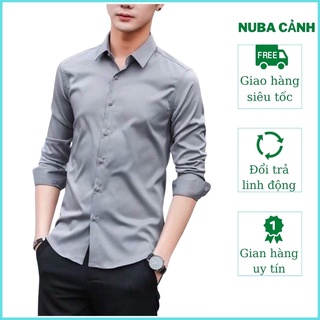 Áo Sơ Mi Nam Dài Tay Cổ Bẻ,Màu Xám Chất Vải Lụa Cao Cấp,Đẹp Giá Rẻ AT 12

