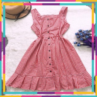 Đầm caro đuôi cá xếp ly - cherrystore1996