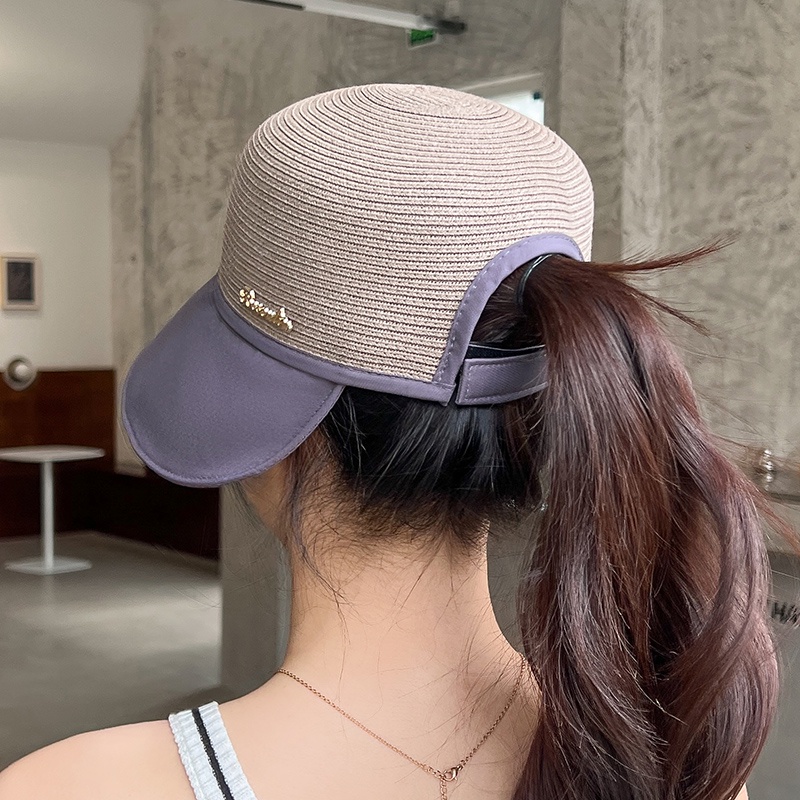 Mũ lưỡi trai cói rộng vành thoáng khí chống nắng thời trang đi biển mùa hè cho nữ