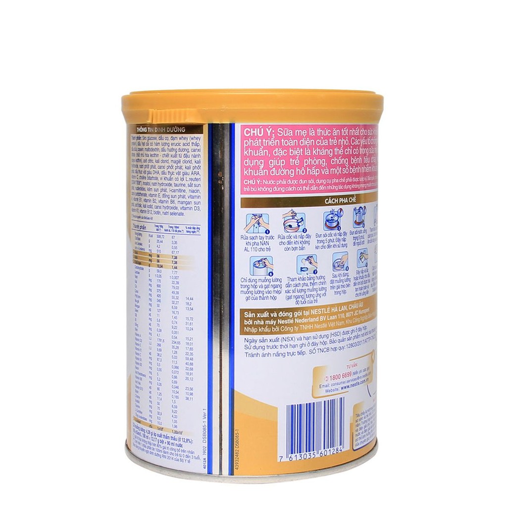 [CHÍNH HÃNG] Sữa Bột Nestlé NAN AL 110 Hộp 400g (Dinh dưỡng cho trẻ tiêu chảy và không dung nạp lactose)