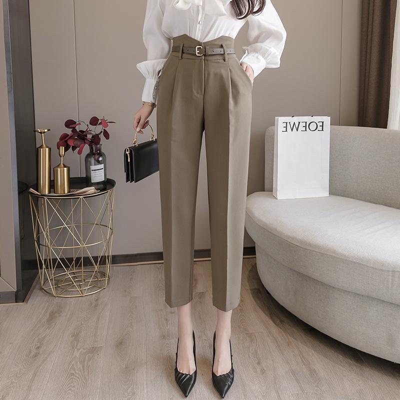 Quần baggy nữ lưng cao thiết kế cạp V kiểu mới - chất vải tuyết mưa - 2 màu đen nâu cực sang chảnh - mặc đi học đi chơi | BigBuy360 - bigbuy360.vn