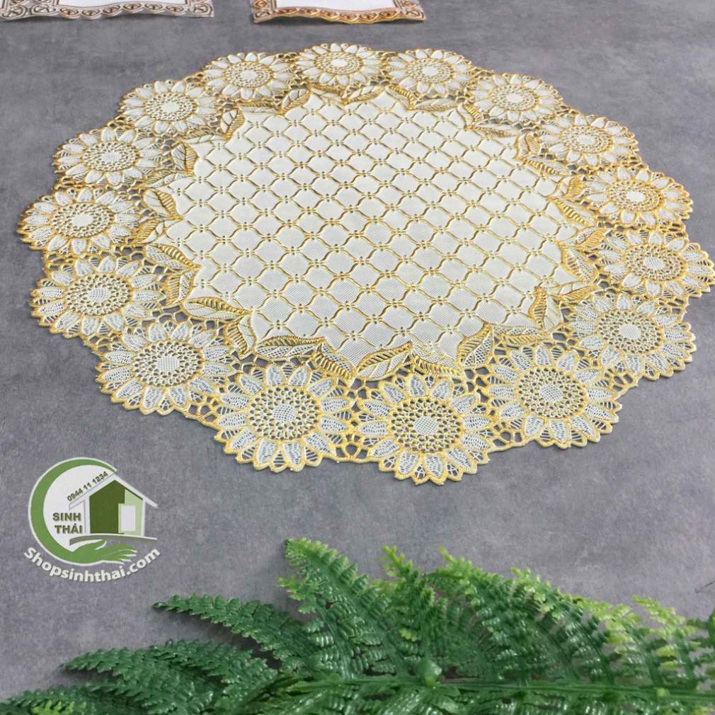Tấm lót bình hoa, bình trà bằng nhựa, có ren, hoa văn dập nổi