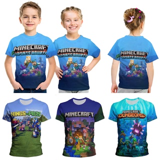 Áo thun tay ngắn in hình minecraft thời trang cho bé trai