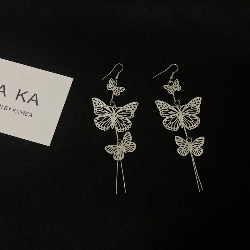 Bông Tai Dáng Dài Hình Bướm Bằng Kim Loại 22414 Cho Nữ