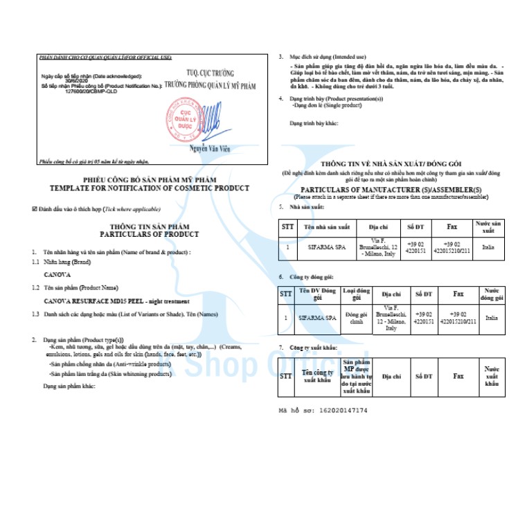 Kem dưỡng da hỗ trợ trắng da mờ Nám CANOVA MD15 30ml trẻ hóa da chống lão hóa da tươi sáng mịn màng - Nhập Ý | BigBuy360 - bigbuy360.vn