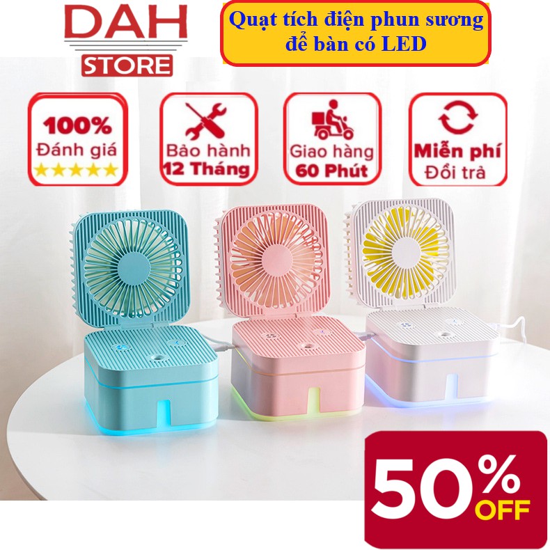 Quạt phun sương mini freeship cầm tay tích điện có led pin trâu siêu bền | BigBuy360 - bigbuy360.vn