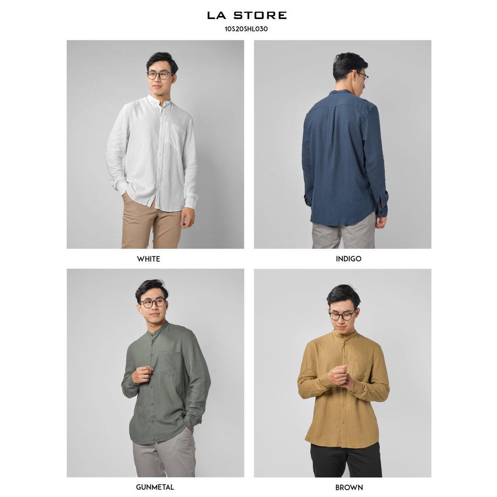 ROUTINE - Áo sơ mi cổ trụ 1 túi 4 màu vải linen cao cấp SHL030 - Shop LASTORE