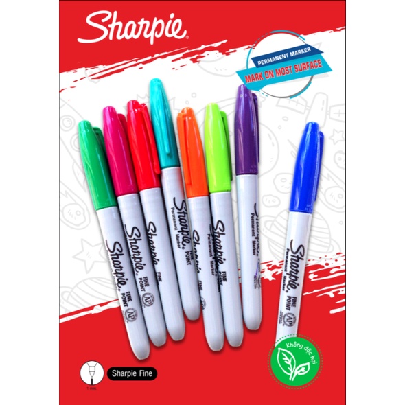 Bút lông dầu vẽ trên mọi chất liệu Sharpie Fine Point 8 màu