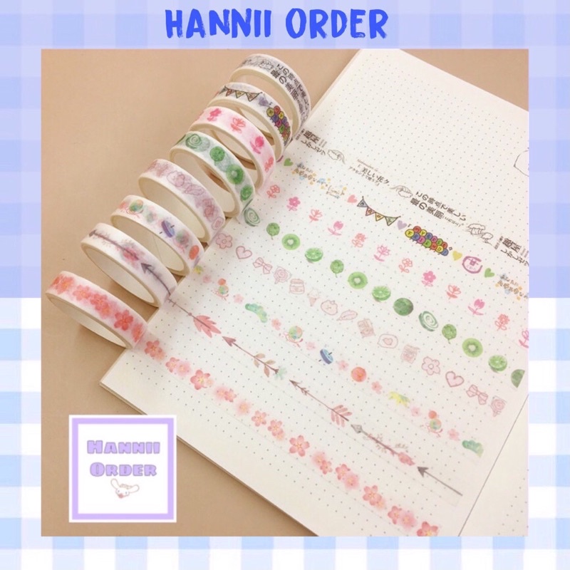 Set 8 washi size 1cm*2m hình cute