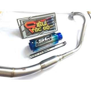 Pô sc tròn lưới titan full cổ bầu hơi inox exciter, winer, sonic, raider, satria, gsx, fz, cbr, tfx, r15