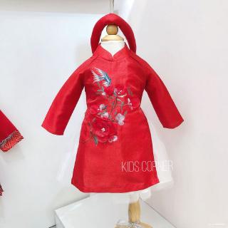 Áo Dài Ánh Kim Đính Kết Đỏ
