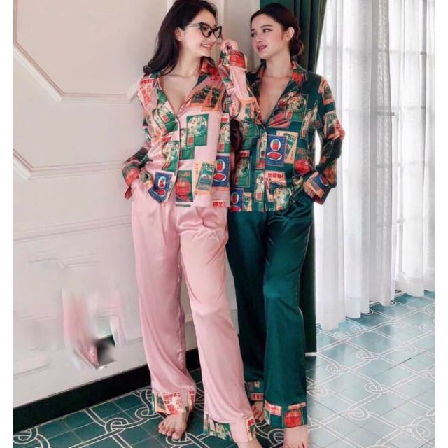 Pijama lụa Quảng Châu- Đồ mặc nhà cao cấp