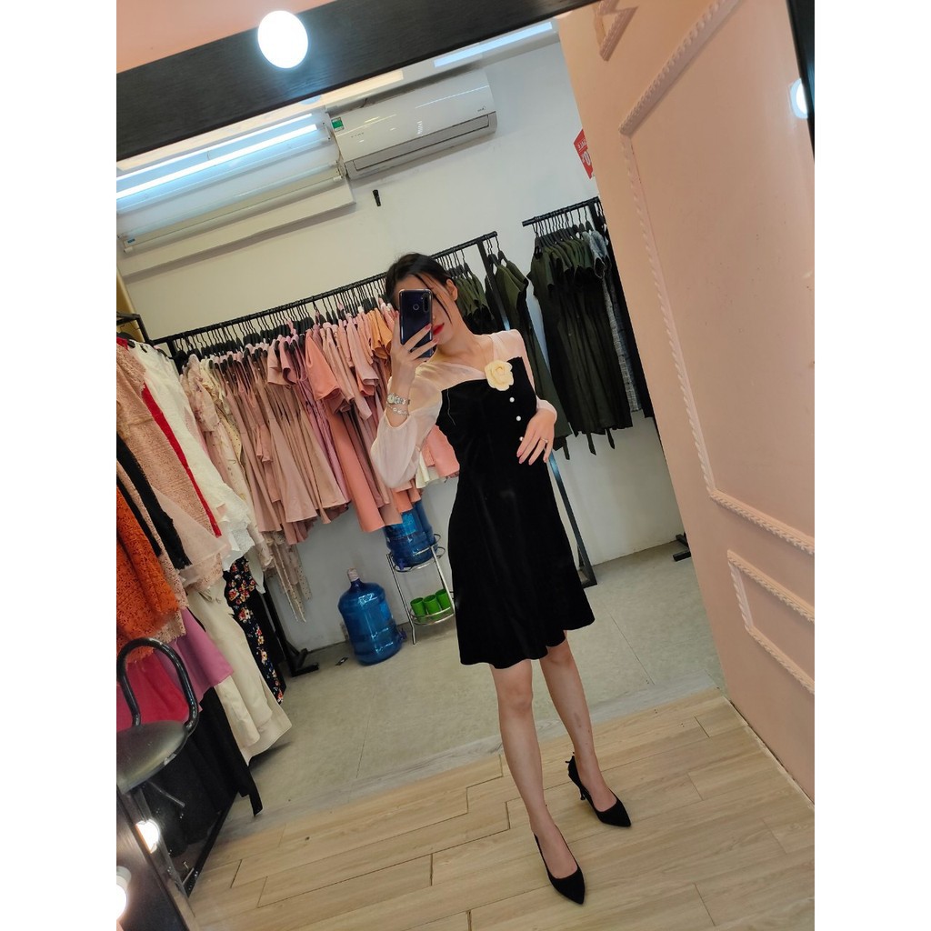 ĐẦM ĐEN PHỐI  XÒE K792 - TIIN STORE (Hàng may thiết kế ,ảnh thật shop tự chụp)