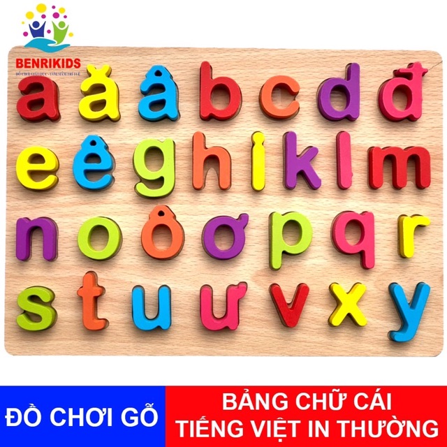 Đồ Chơi Gỗ Bảng Chữ Cái Tiếng Việt In Hoa, In Thường Và Số Đếm Dành Cho Bé