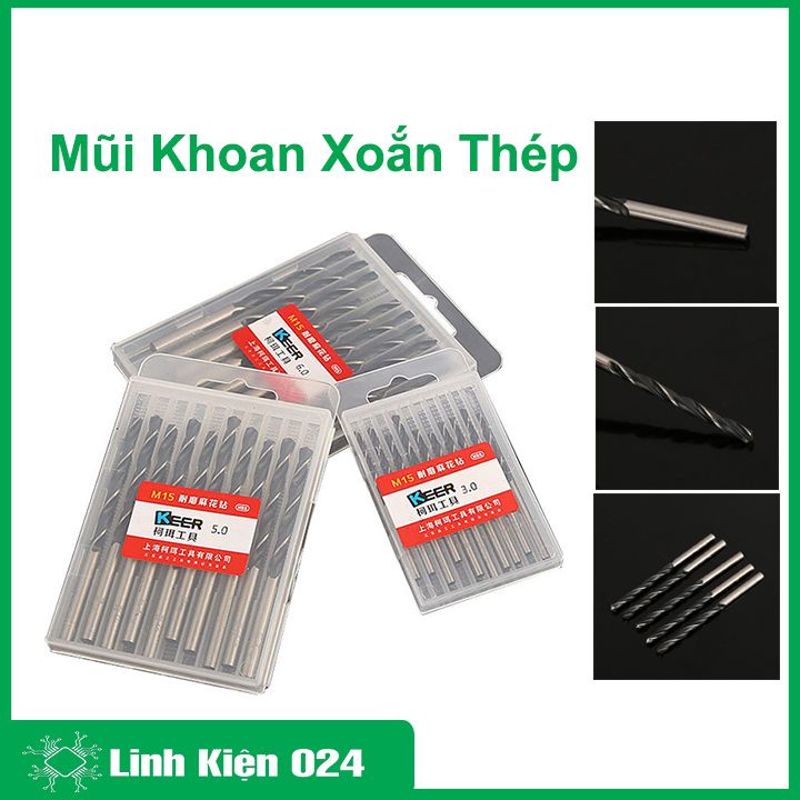 Mũi khoan xoắn thép không gỉ 6542 chống mài mòn đường kính 0.5-5.0mm (1 mũi)