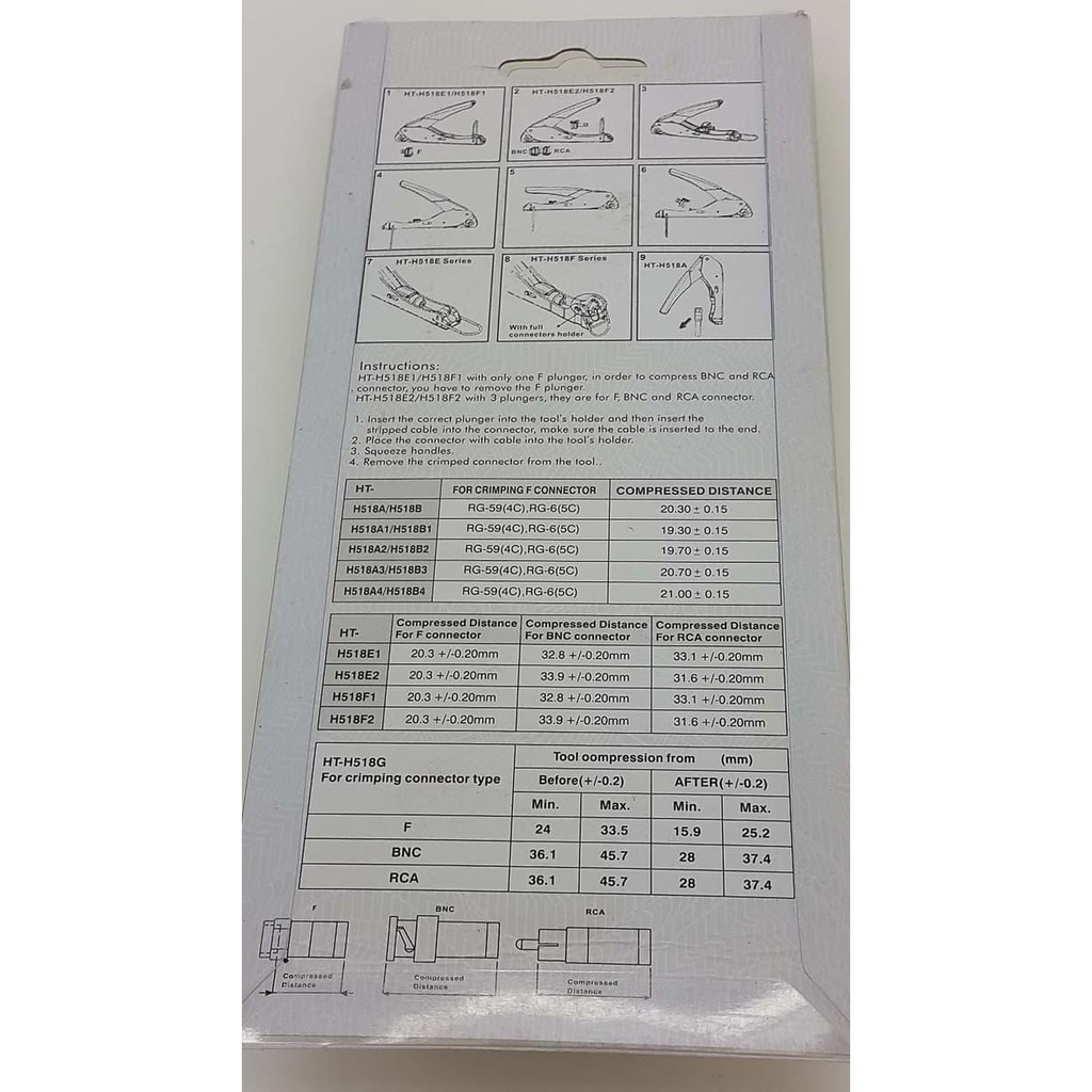 Kìm Nén Chuyên Dụng Cho Rg59 / Rg6 Type Ht-H518A