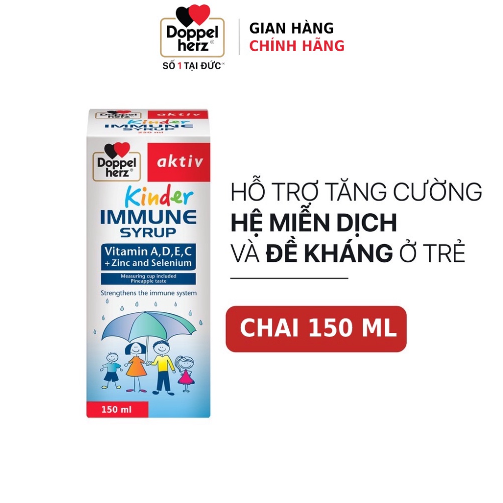 Siro tăng sức đề kháng phòng ngừa ốm vặt cho bé Doppelherz Aktiv Kinder Immune Syrup (C