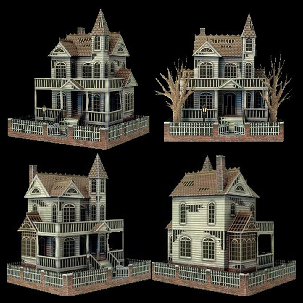 Mô hình giấy kiến trúc nhà ma Halloween The Ghost House