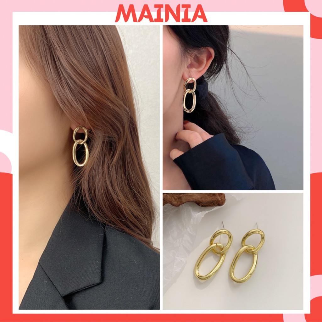 Bông Tai Hàn Quốc Dạng Xích Mạ Bạc S925 Sang Chảnh Mainia Shop