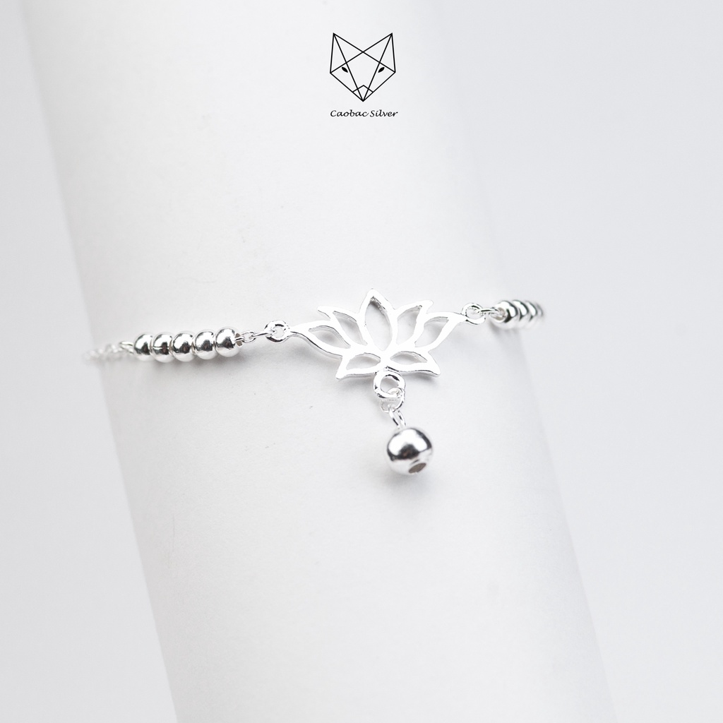 Lắc Tay Lắc Chân Bạc Ta Cho Nữ CaoBac Jewellery Hoạ Tiết Hoa Mix Bi Thanh Lịch Làm Quà Tặng