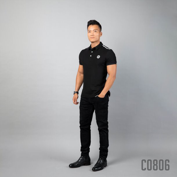 Áo nam ngắn tay có cổ - Áo polo nam cao cấp 1 vạch trắng vai   - Gymmax c0806