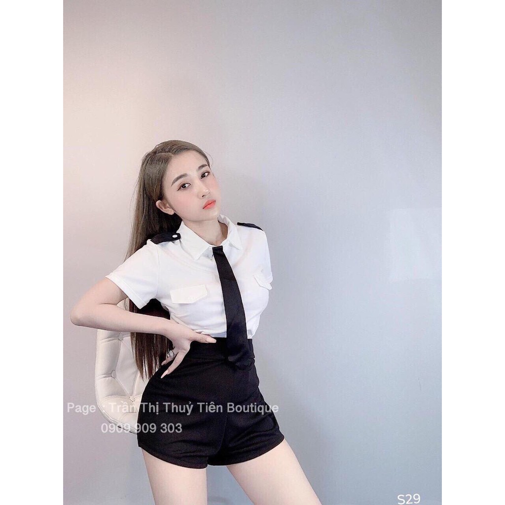 Sét Đồ Bộ Phi Cơ - Cơ Trưởng Áo Có Cà Vạt & Quần | BigBuy360 - bigbuy360.vn