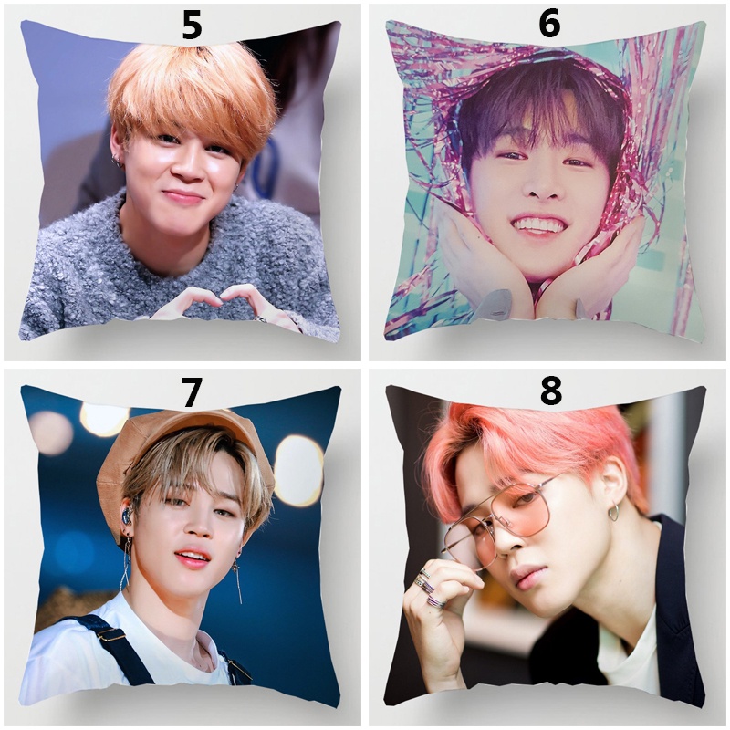 Vỏ gối polyester in hình nhóm nhạc Bts K-Pop kích thước 45x45cm
