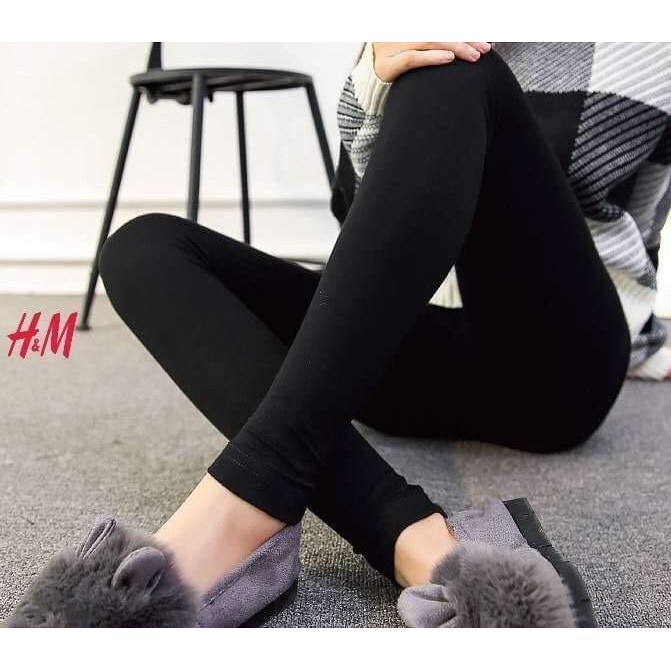 Quần legging nữ HM cuộn dài đẹp vải thun cotton co giãn ôm bó tregging tập gym lưng cạp cao nâng mông