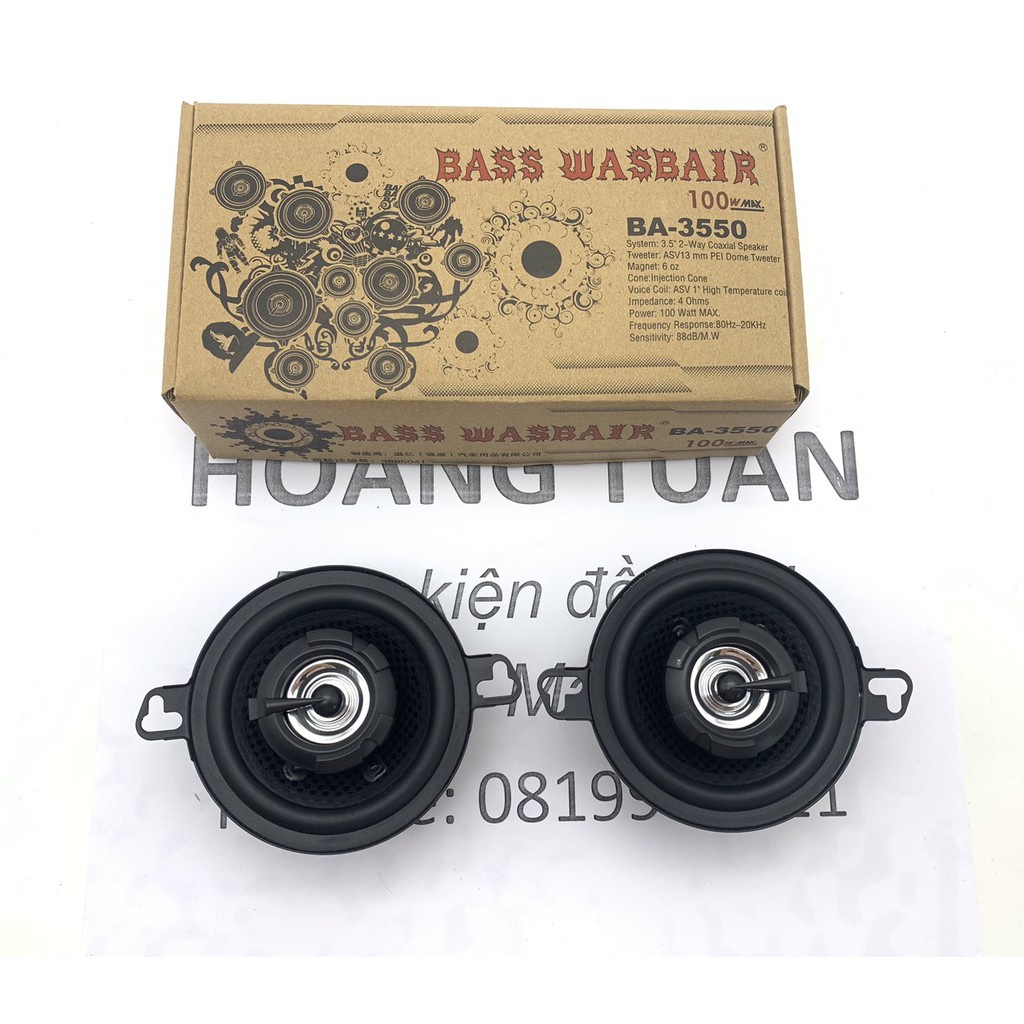 Bộ 2 loa trung tâm ô tô WASBAIR 3.5 inch max 100W giá bình dân âm thanh vượt trội