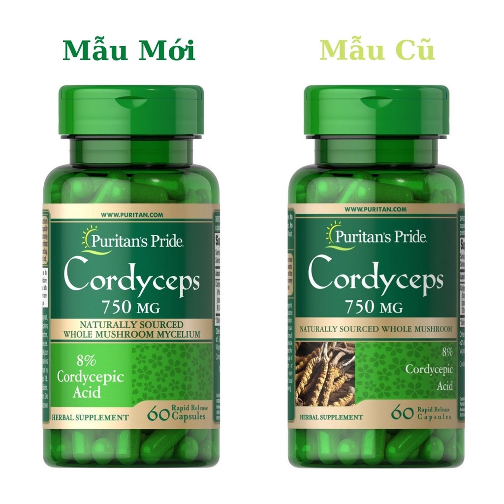 Đông trùng hạ thảo Cordyceps Mushroom 750mg 60 viên Puritan's Pride