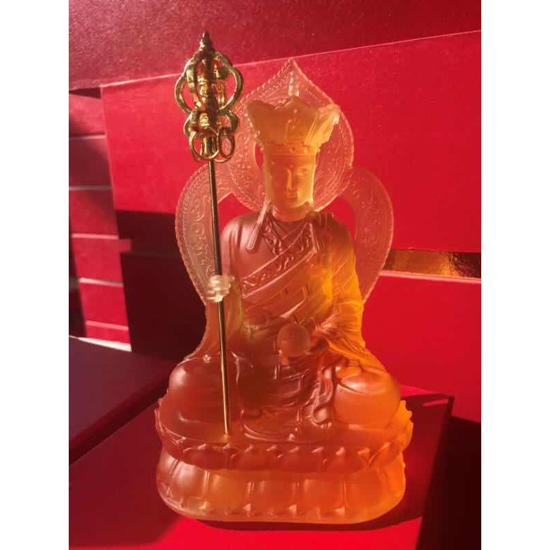 TƯỢNG ĐỊA TẠNG HÀO QUANG LƯU LY 16CM - VÀNG