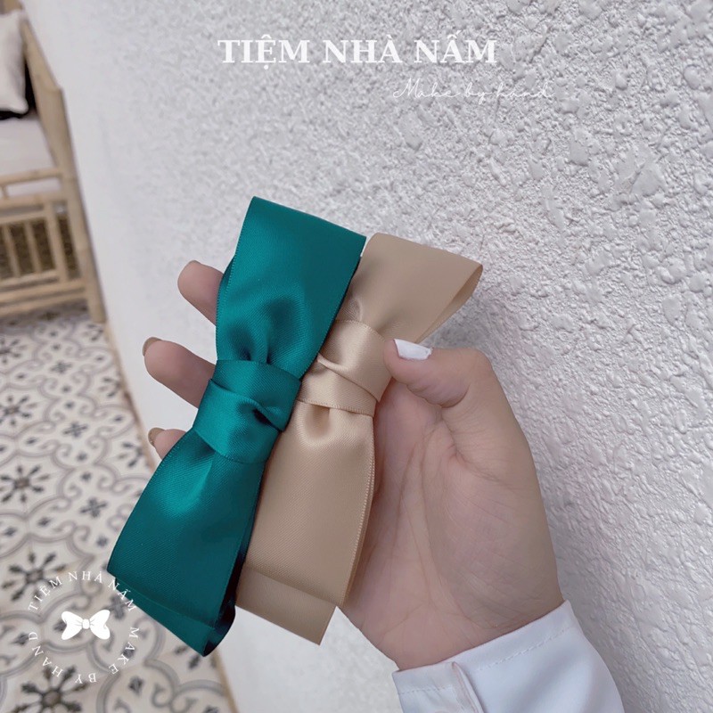 BỜM / CÀI TÓC NƠ SATIN 2 TẦNG TIỂU THƯ - [ Nhà Nấm handmade ]