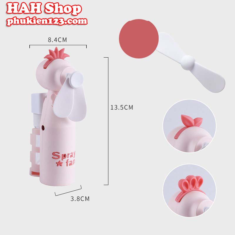 QUẠT MINI CẦM TAY PHUN SƯƠNG ĐIỀU HÒA MÁT LẠNH HÌNH THÚ DỄ THƯƠNG