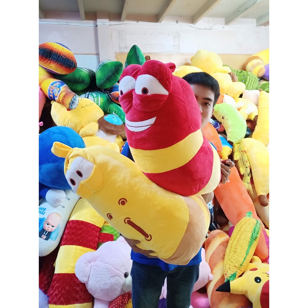 Gấu Bông Sâu Larva 2 màu vàng, đỏ siêu dễ thương