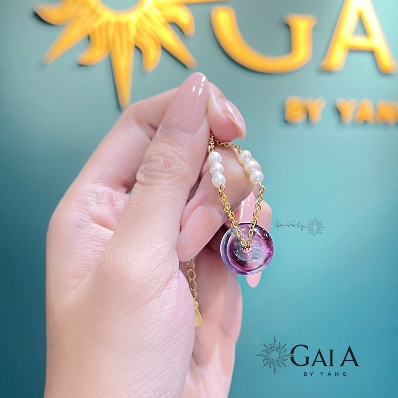 Lắc tay đồng điếu đá Fluorit - Gaia By Yang