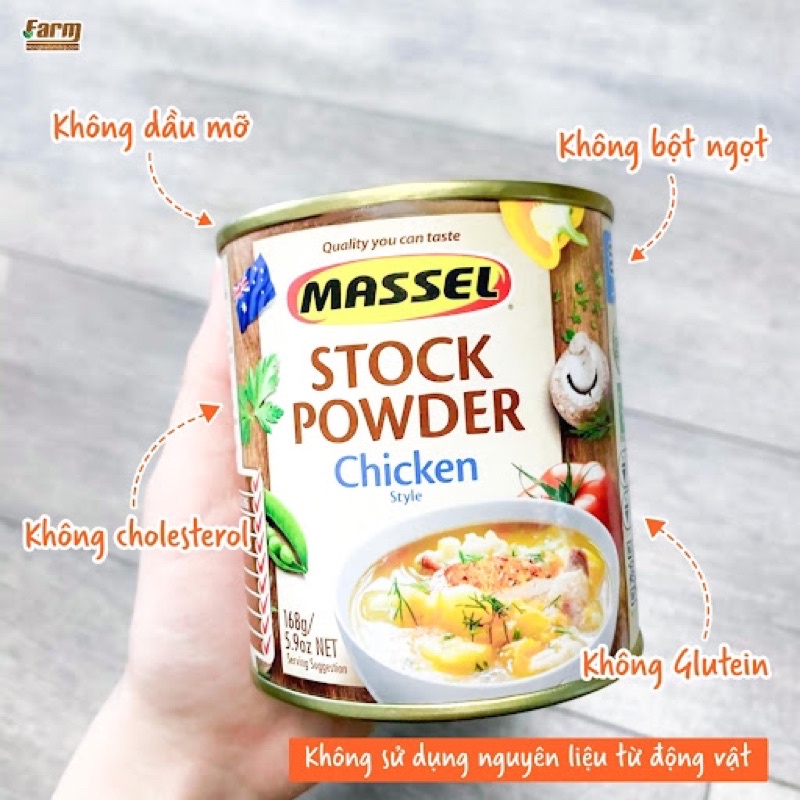 (CHÍNH HÃNG)Bột nêm Úc hương vị bò/ gà/ rau củ Massel Stock Powder Beef 168g - DATE 2022,2023