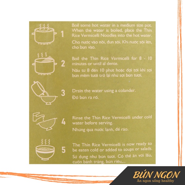 Bún Gạo Tươi Mekong River 300G - 100% Màu Tự Nhiên - Ăn Kiêng Giảm Cân Eatclean - Ăn Chay