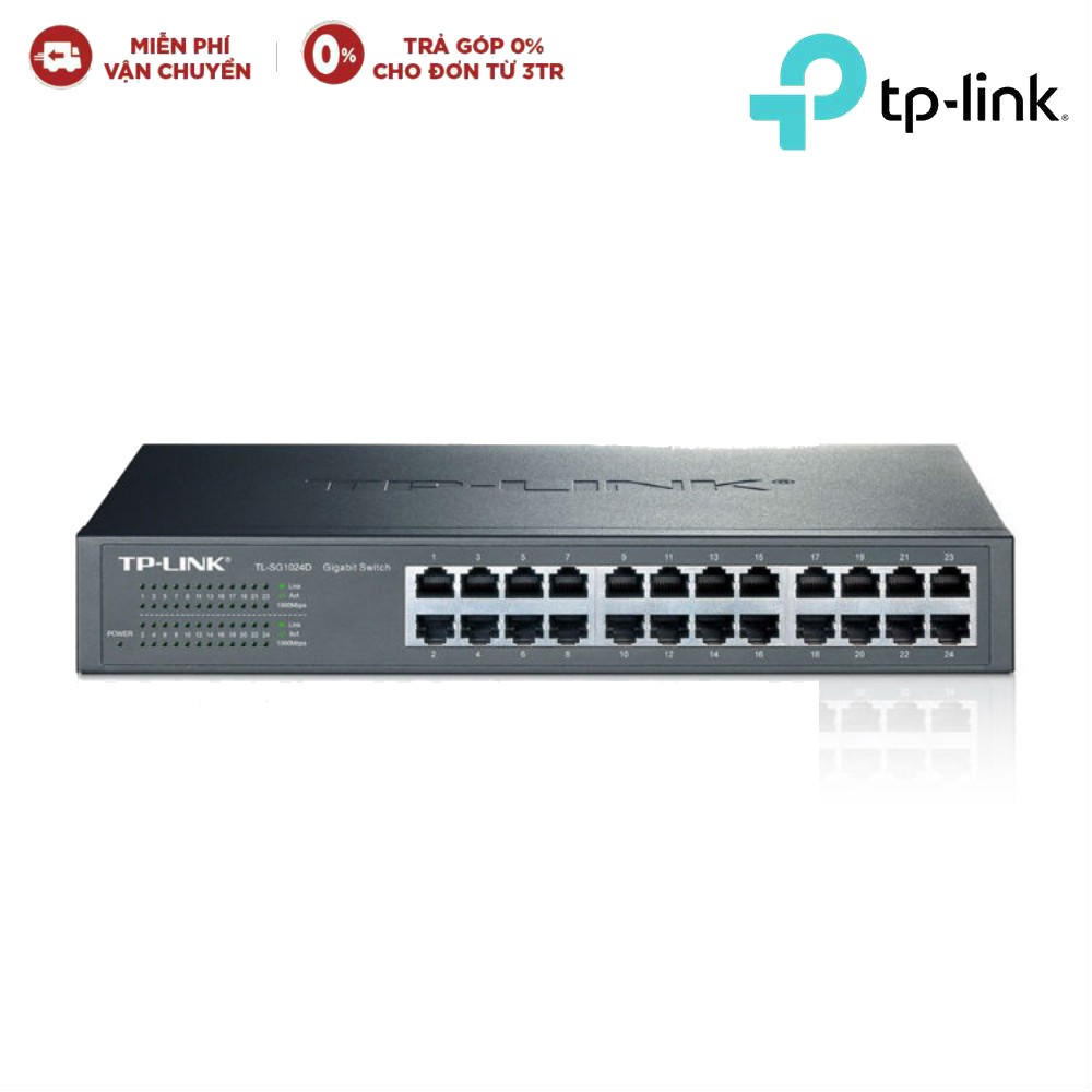 [Mã ELMALLCOIN hoàn 8% xu đơn 499K] Bộ Switch 24 cổng Gigabit chia mạng LAN TPLink TL-SG1024D