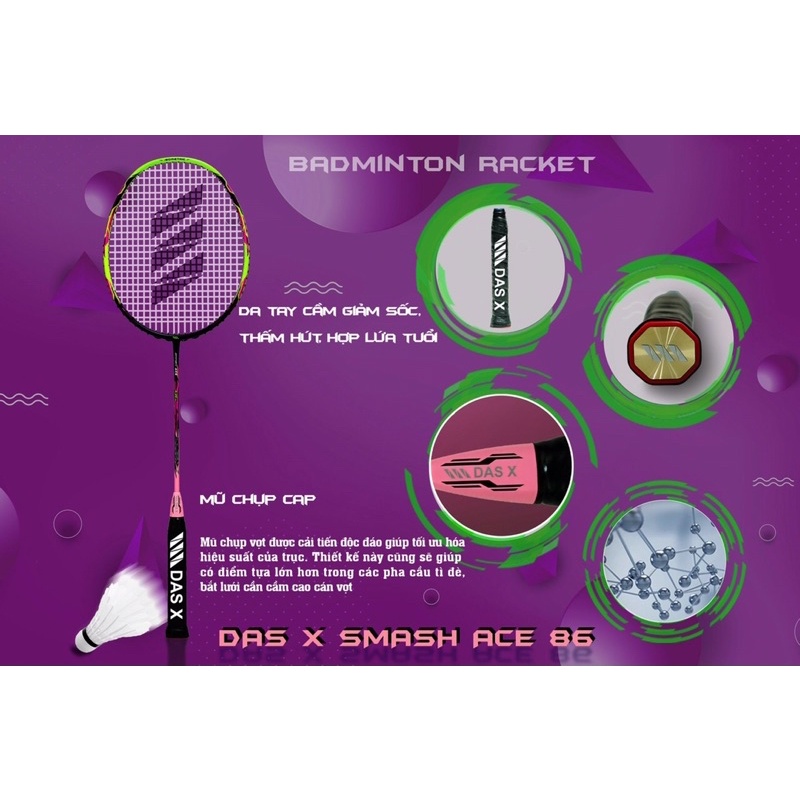 Vợt Cầu Lông Chính Hãng DAS X SMASH ACE 86